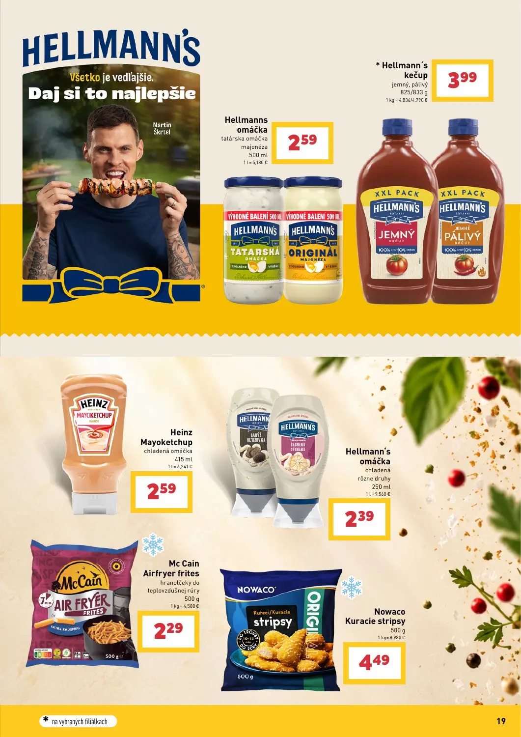 Billa leták, strana 19 z 43 — Hellmanns omáčka tatárska omáčka majonéza, Hellmann's kečup jemný, pálivý, Heinz Mayoketchup c…