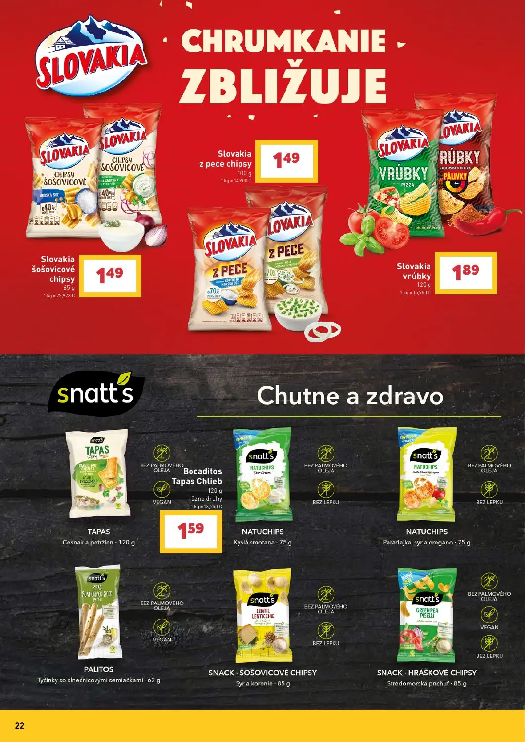 Billa leták, strana 22 z 43 — Slovakia šošovicové chipsy, Slovakia z pece chipsy, Slovakia vrúbky