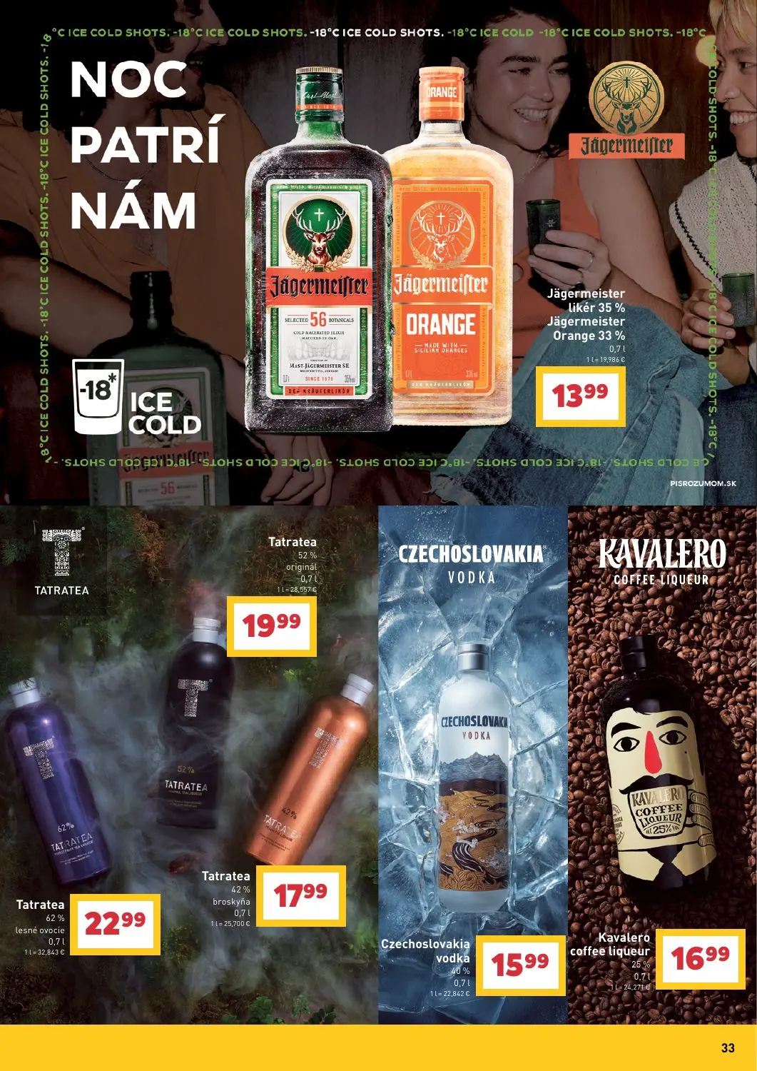 Billa leták, strana 33 z 43 — Jägermeister likér, Jägermeister Orange, Tatratea originál