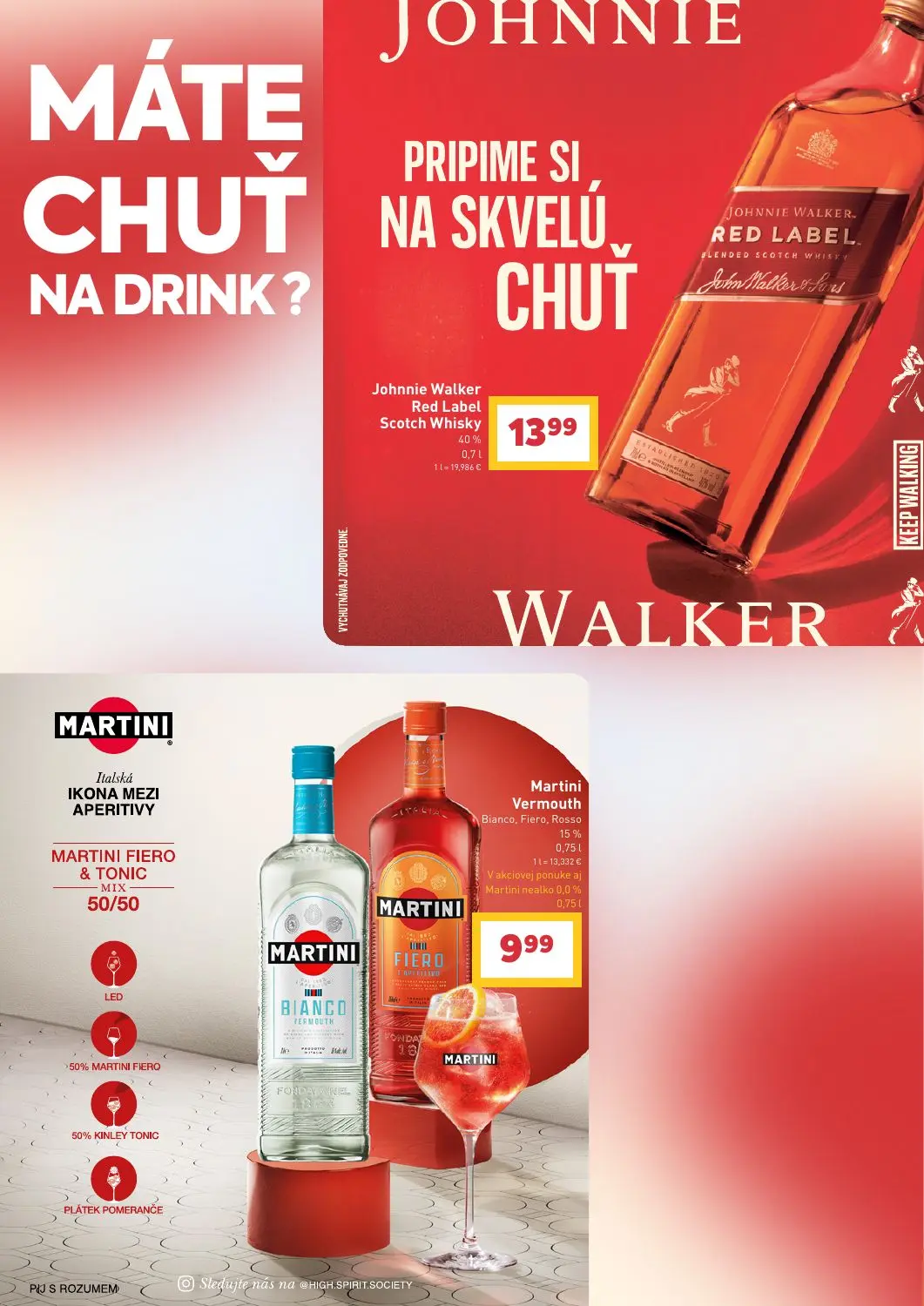Billa leták, strana 34 z 43 — Johnnie Walker Red Label Scotch Whisky, Martini Vermouth Bianco, Fiero, Rosso