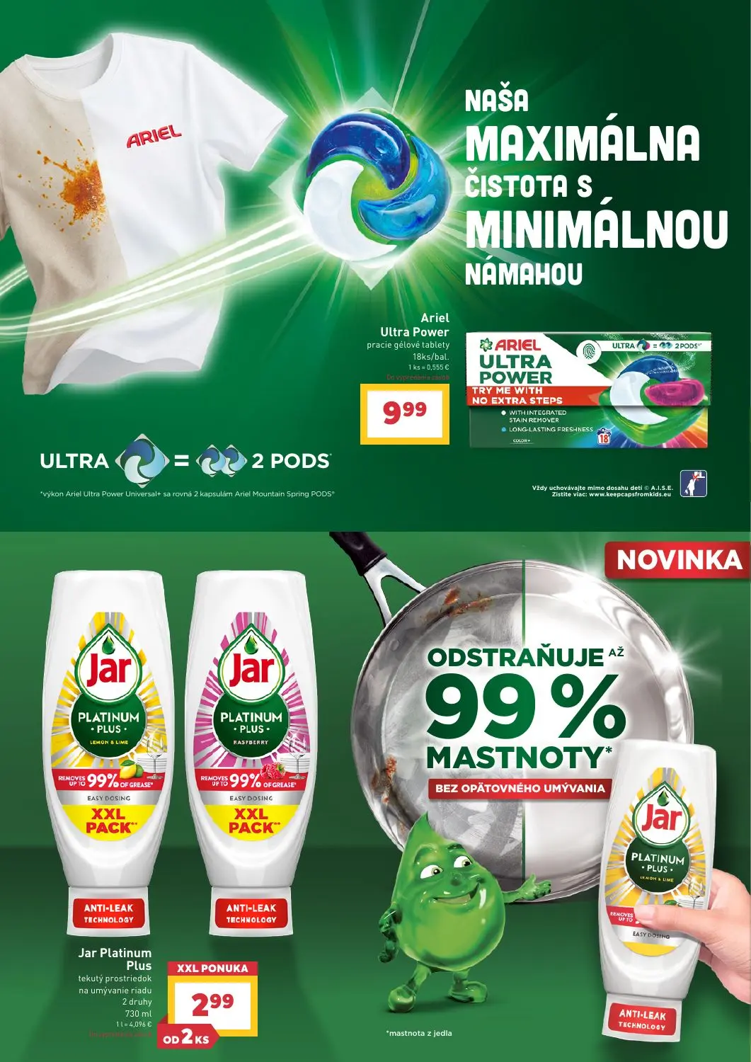 Billa leták, strana 40 z 43 — Ariel Ultra Power pracie gélové tablety, Jar Platinum Plus tekutý prostriedok na umývanie riadu