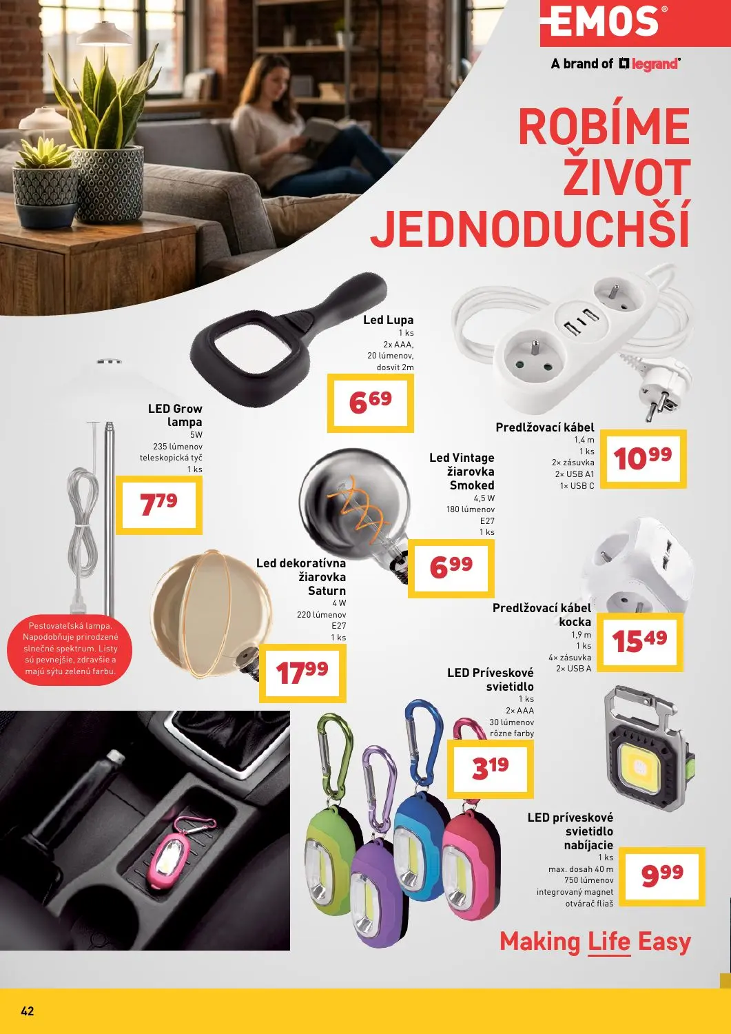 Billa leták, strana 42 z 43 — Led Lupa, LED Grow lampa, Predlžovací kábel