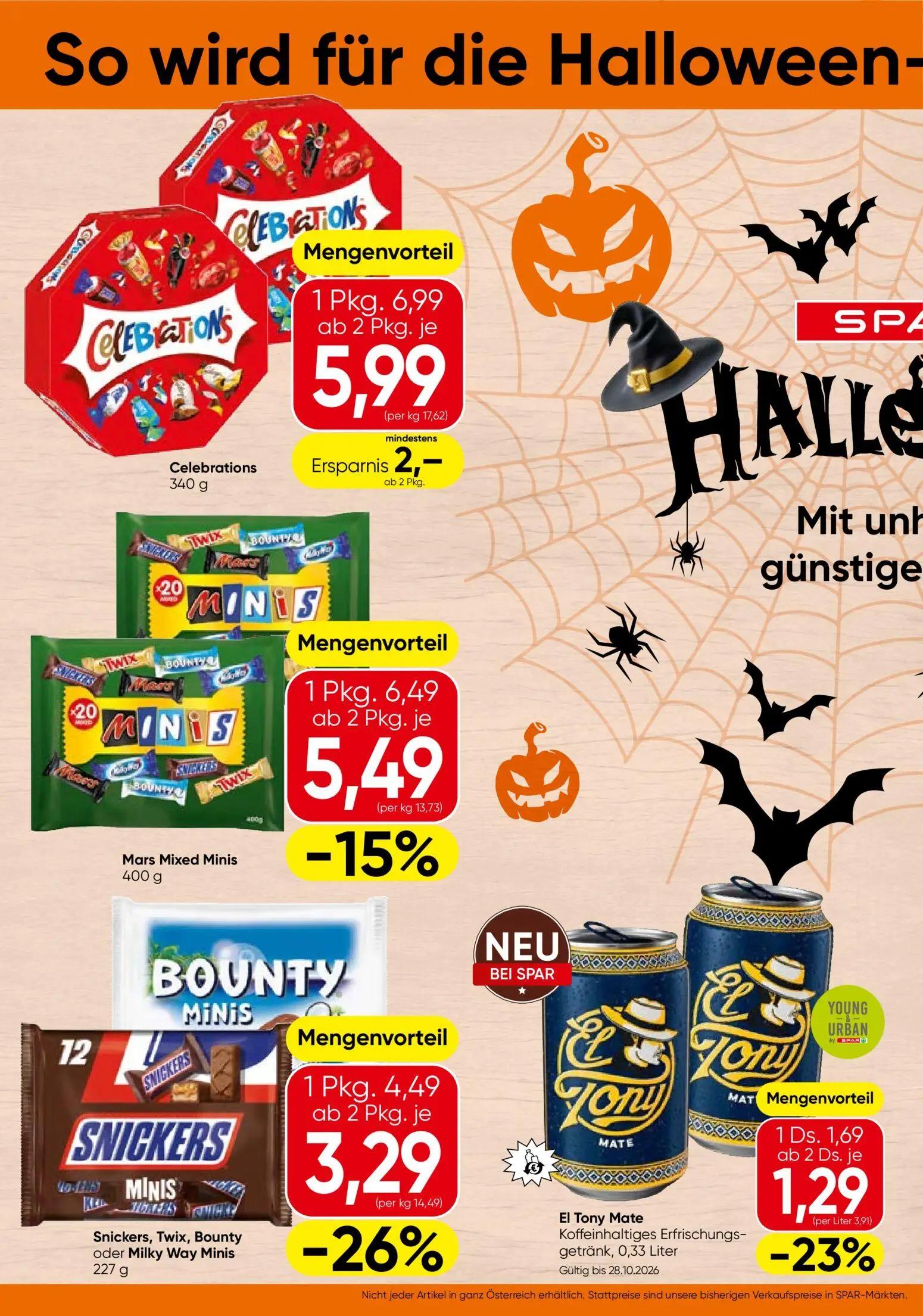 Spar Prospekt, Seite 2 von 4 — Snickers, Twix, Bounty oder Milky Way Minis, Celebrations, Mars Mixed Minis