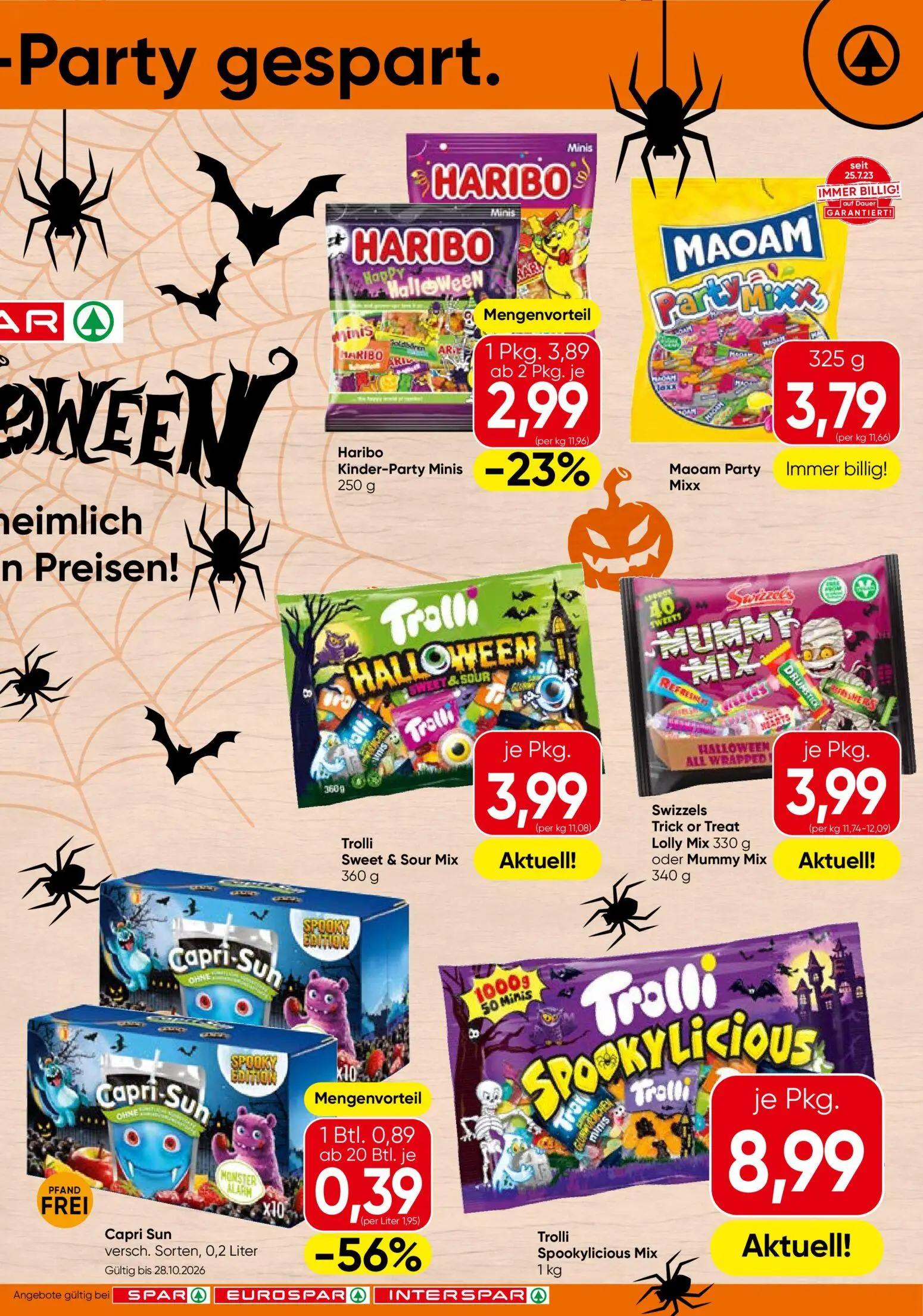 Spar Prospekt, Seite 3 von 4 — Haribo Kinder-Party Minis, Capri Sun versch. Sorten, Maoam Party Mixx