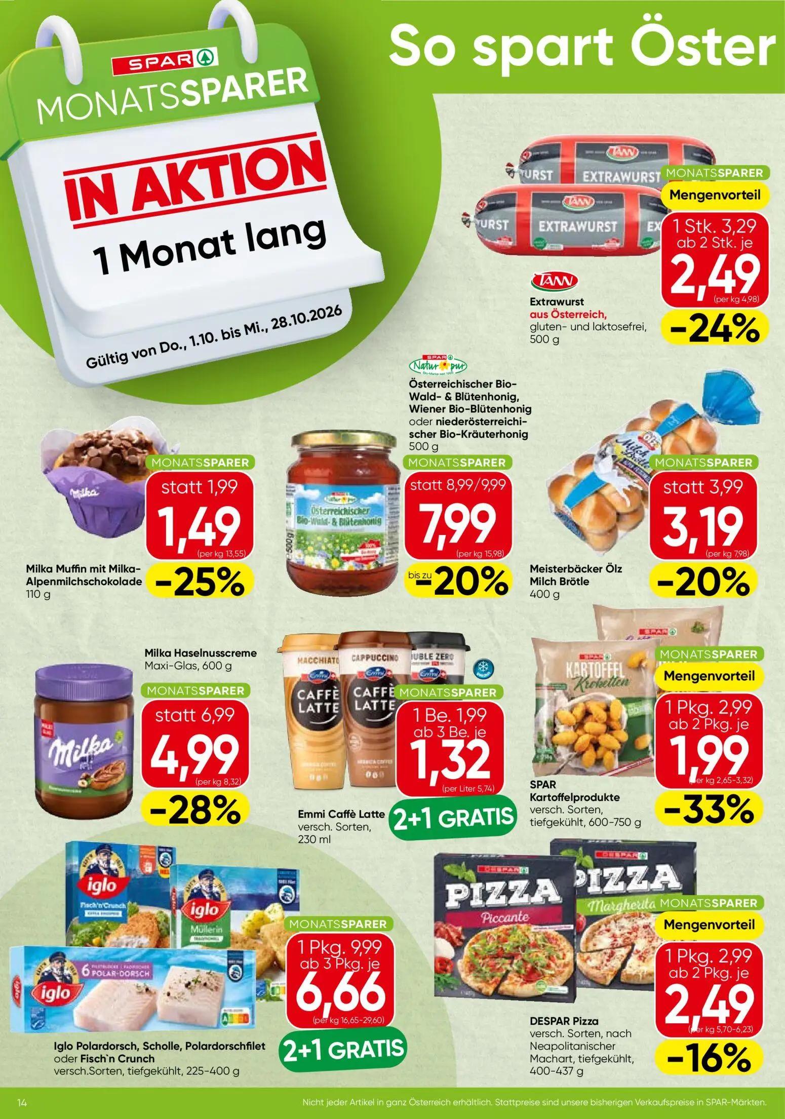 Spar Prospekt, Seite 2 von 3 — Iglo Polardorsch, Scholle, Polardorschfilet oder Fisch'n Crunch versch.Sorten, tiefgekühlt, Ö…